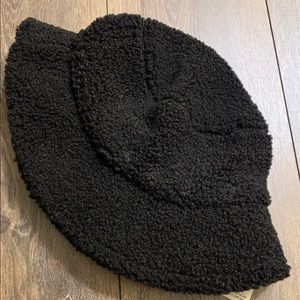 Black Furry Fuzzy Sherpa Bucket Hat